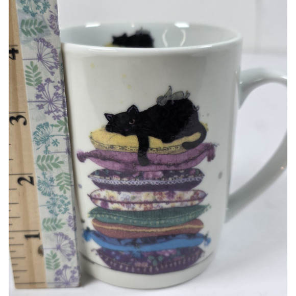 Kiub Jane Crowther Adorable Porcelain Sleeping Cat Coffee Mug bug art - Picture 7 of 7